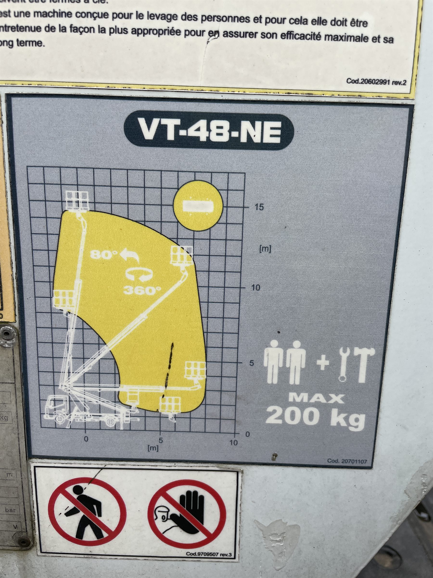 Tabliczka robocza podnośnika VT48-NE